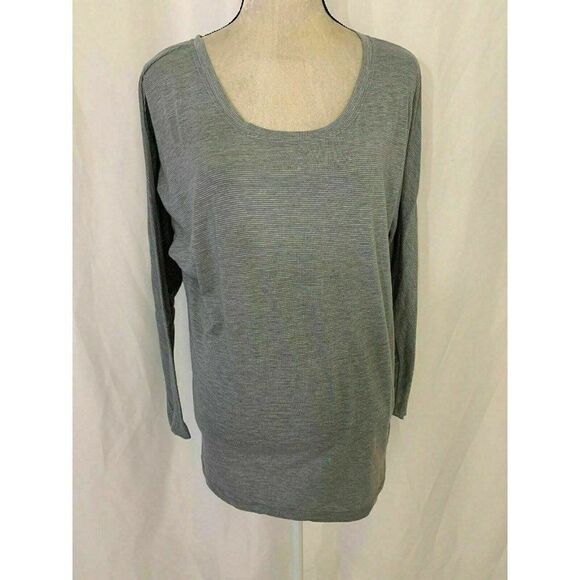 Allen Allen New Gray Striped Long Sleeve top - Picture 1 of 8